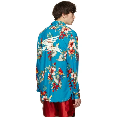 Shop Rhude Multicolor Birds Of Paradise Hawaiian Shirt In Blue