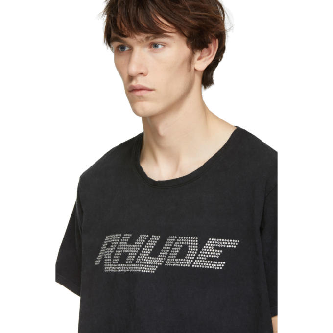 Rhude Rhinestone Logo Crew Neck T-shirt In Black | ModeSens