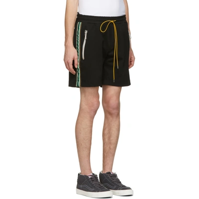 Shop Rhude Black Traxedo Shorts In Blk/gld/grn