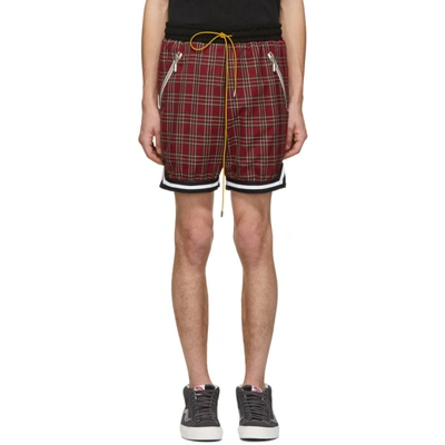 Shop Rhude Red Plaid Shorts