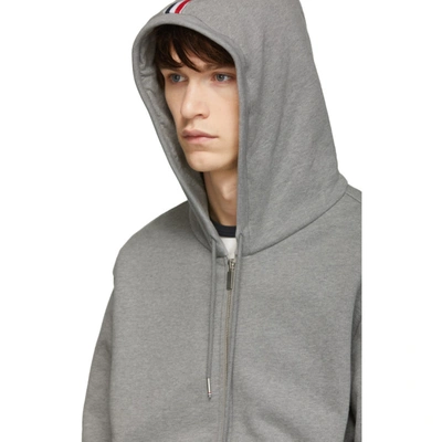 Shop Thom Browne Grey Center-back Stripe Loopback Hoodie In 055 Ltgry