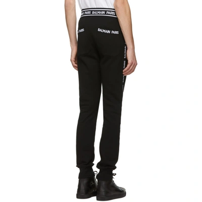 Shop Balmain Black Logo Stripe Lounge Pants In 0pa Black
