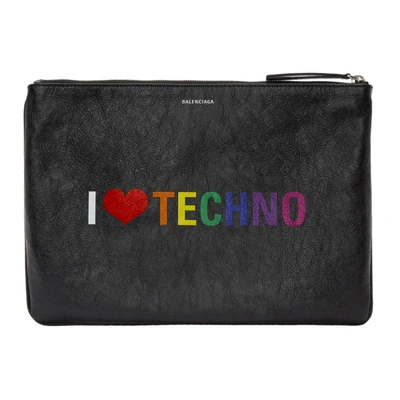 Shop Balenciaga Black I Love Technology Pouch In 1065 Noir