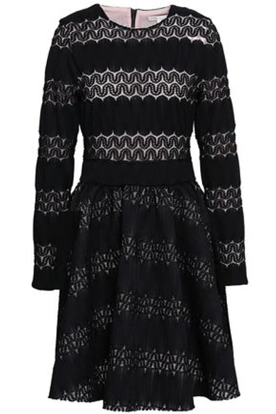 Shop Maje Relane Flared Crocheted Mini Dress In Black