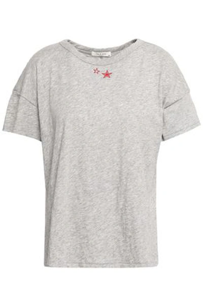 Shop Rag & Bone Woman Embroidered Pima Cotton-jersey T-shirt Gray