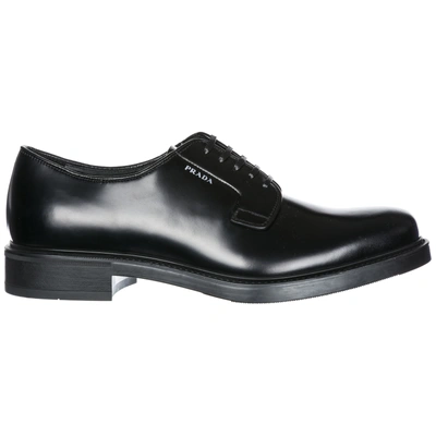 Shop Prada Men's Classic Leather Lace Up Laced Formal Shoes Derby In Black