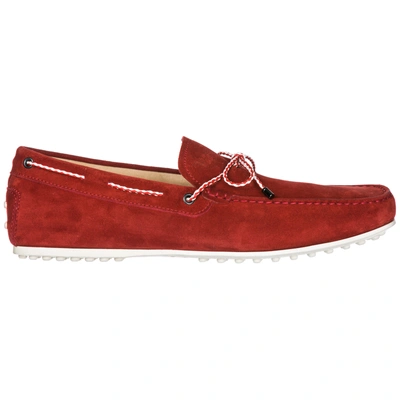 Shop Tod's Men's Suede Loafers Moccasins City In Red