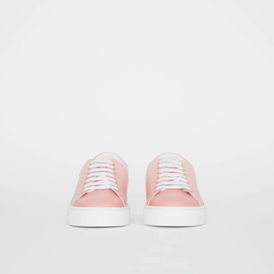 Shop Burberry Perforated Check Dégradé Leather Sneakers In Sugar Pink