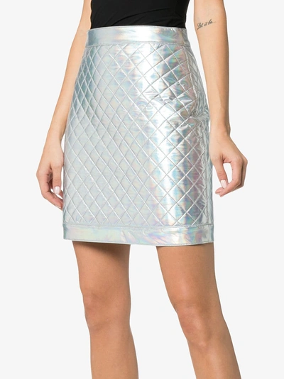 Shop Balmain Quilted Mini Skirt In Metallic