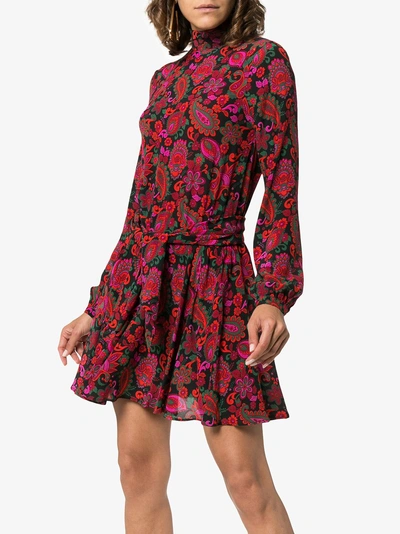 Shop A Peace Treaty Zeke Printed Silk Crepe Mini Dress In Red