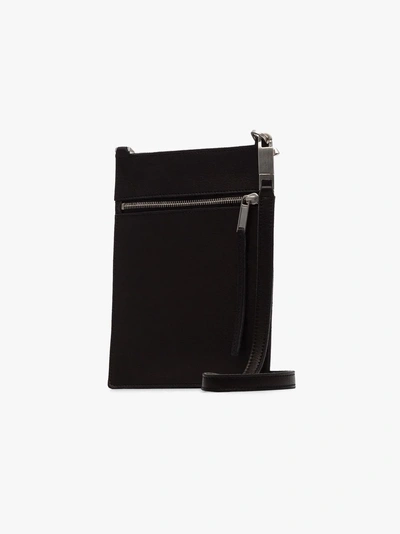 Shop Rick Owens Pelle Leather Zip Pocket Wallet In Black
