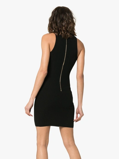 Shop Balmain Sleeveless Button Detail Knit Mini Dress In 0pa Black