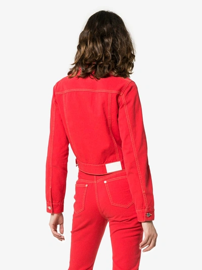 Shop Sjyp Cropped-jeansjacke In 067 Red