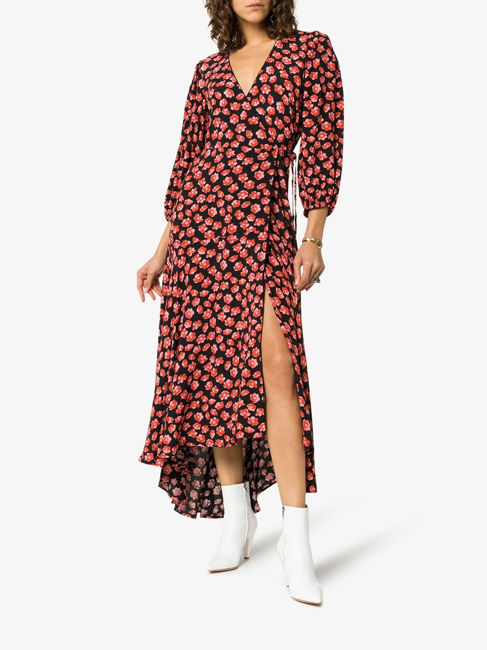 ganni lindale crepe dress fiery red