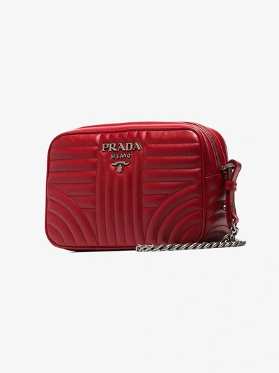 Shop Prada Gesteppte 'diagram' Umhängetasche In F0ygf Fuoco 2