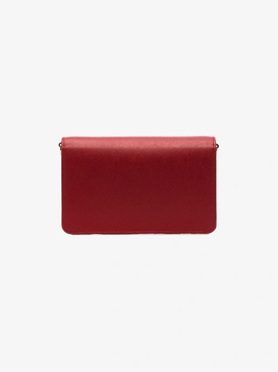 Shop Prada Red Logo Leather Cross Body Bag In F068z Fuoco