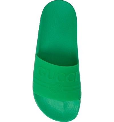 Shop Gucci Logo Slide Sandal In Green