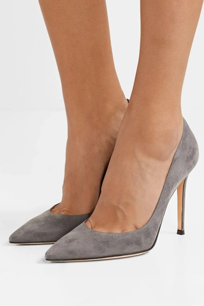 Shop Gianvito Rossi 105 Suede Pumps In Dark Gray