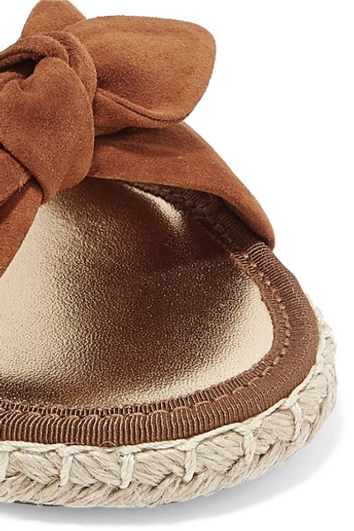 Shop Tabitha Simmons Heli Bow-embellished Suede Espadrille Slides In Tan