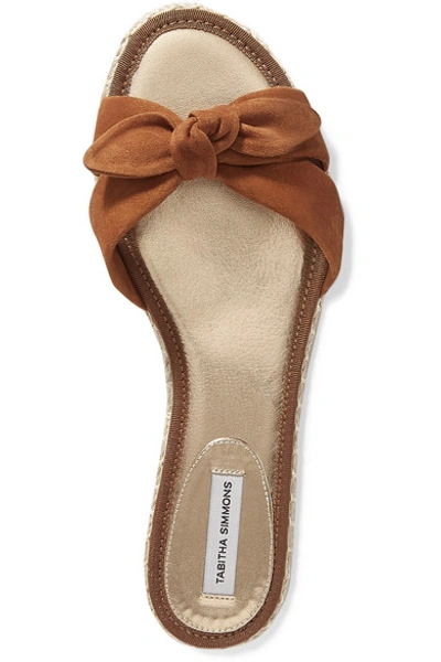 Shop Tabitha Simmons Heli Bow-embellished Suede Espadrille Slides In Tan