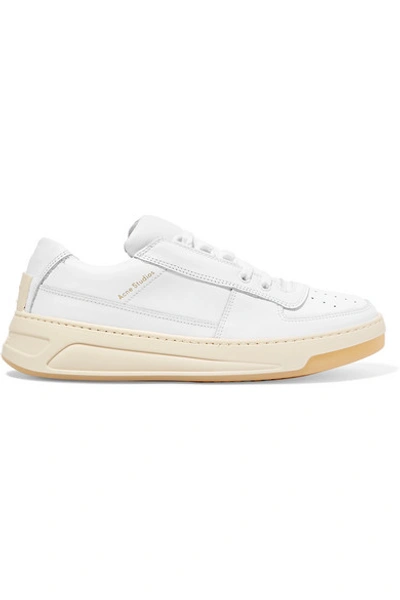 Shop Acne Studios Logo-embossed Leather Sneakers In White