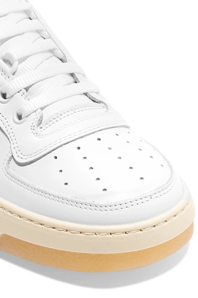 Shop Acne Studios Logo-embossed Leather Sneakers In White