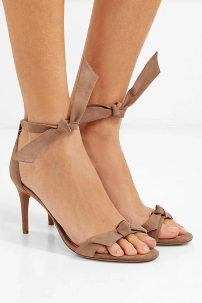 Shop Alexandre Birman Clarita Bow-embellished Suede Sandals In Brown