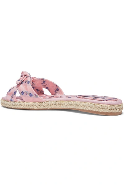 Shop Tabitha Simmons Heli Bow-embellished Floral-jacquard Espadrille Slides In Pink