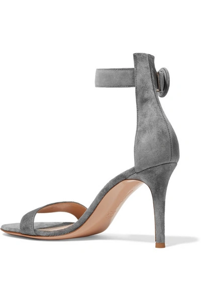 Shop Gianvito Rossi Portofino 85 Suede Sandals In Light Gray