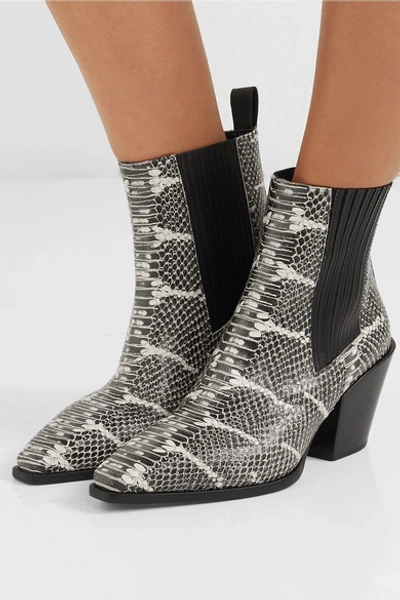 Aeyde Kate Snake-effect Leather Ankle Boots In Black | ModeSens