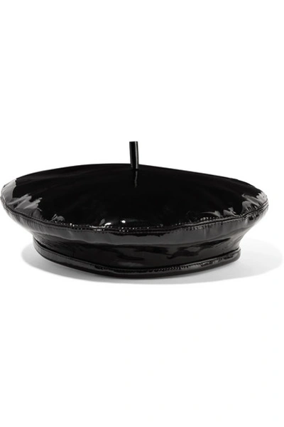 Shop Eugenia Kim Carter Patent-leather Beret In Black