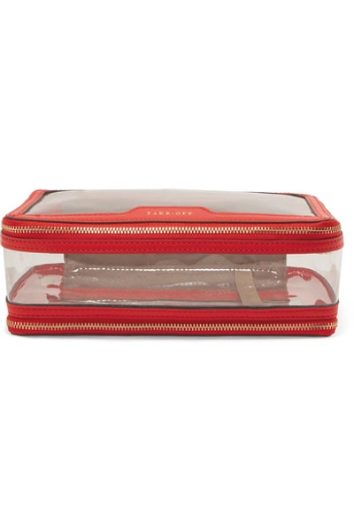 Shop Anya Hindmarch In-flight Leather-trimmed Perspex Cosmetics Case In Red