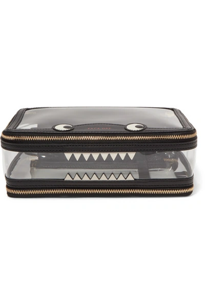 Shop Anya Hindmarch Monster Inflight Leather-trimmed Perspex Cosmetics Case - Black