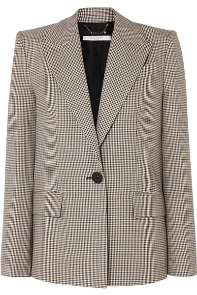 Shop Givenchy Checked Wool Blazer In Beige