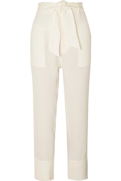 Shop Le Kasha Amman Belted Linen Pants In White