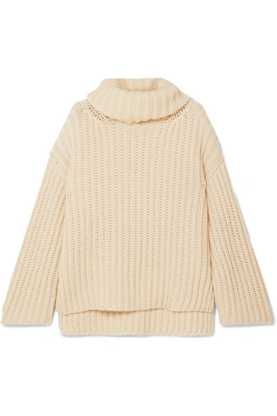 Shop Arje Oversized Wool, Silk And Cashmere-blend Turtleneck Sweater In Cream