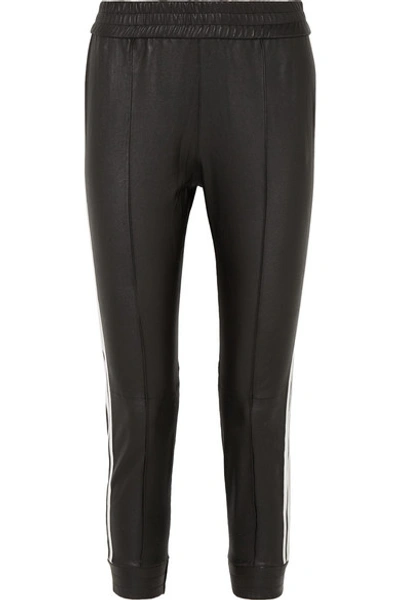 Shop Sprwmn Striped Leather Track Pants In Black