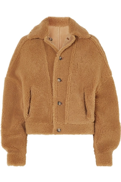 Shop Arje Reversible Leather-trimmed Suede And Shearling Jacket In Taupe