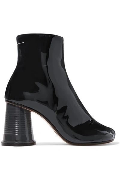 Shop Mm6 Maison Margiela Patent-leather Ankle Boots In Black