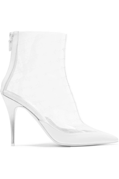 Shop Stella Mccartney Logo-perforated Pu And Vegetarian Leather Ankle Boots In White