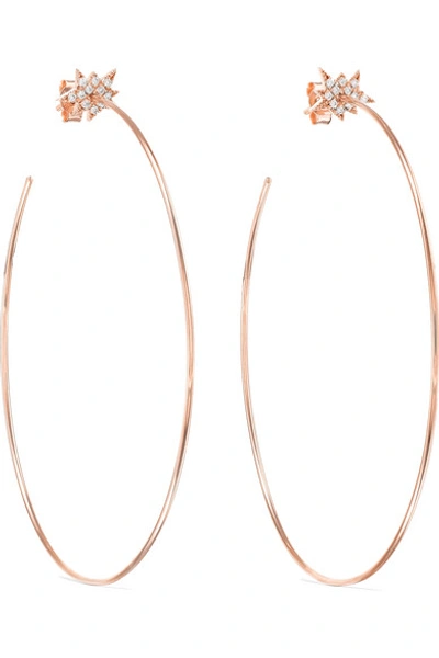 Shop Diane Kordas Explosion 18-karat Rose Gold Diamond Hoop Earrings