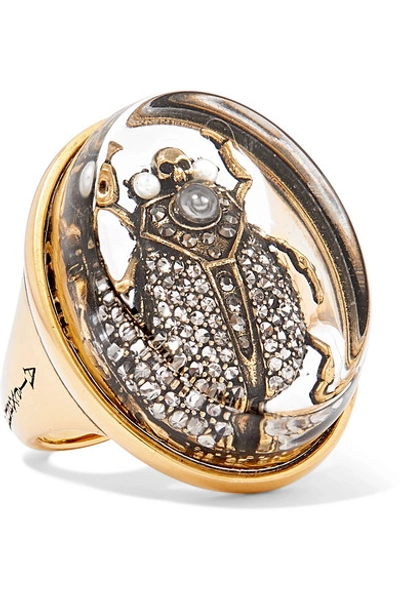 Shop Alexander Mcqueen Gold-tone Multi-stone Ring