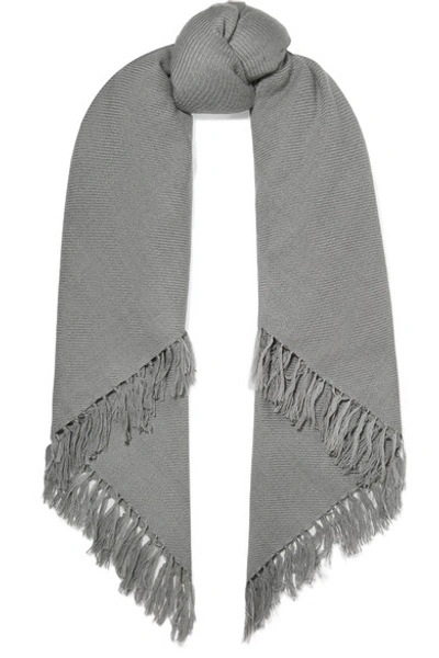 Shop Isabel Marant Zila Fringed Cashmere And Wool-blend Scarf In Gray