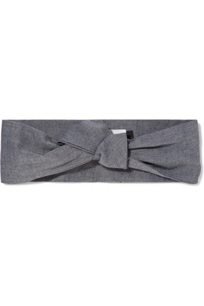 Shop Maison Michel Calie Knotted Denim Headband In Navy