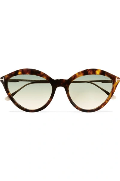 Shop Tom Ford Cat-eye Tortoiseshell Acetate And Gold-tone Sunglasses