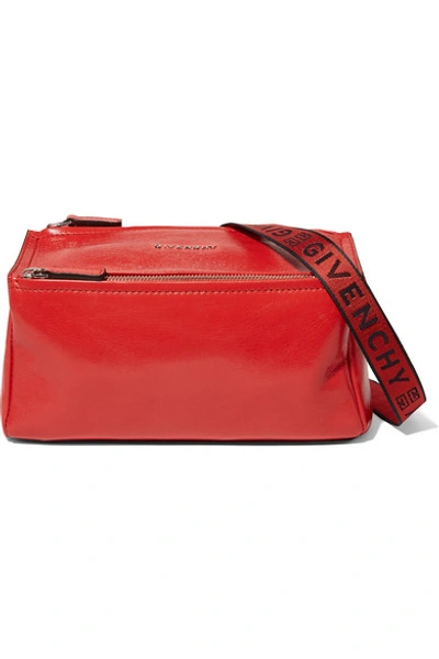 Shop Givenchy Pandora Mini Washed-leather Shoulder Bag In Red