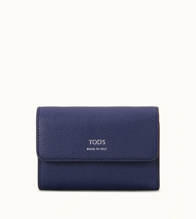 Shop Tod's Wallet In Leather In Brown,blue