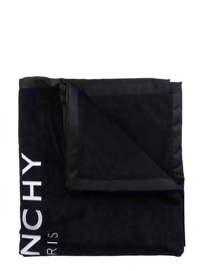 Shop Givenchy Logo Beach Towel In Black