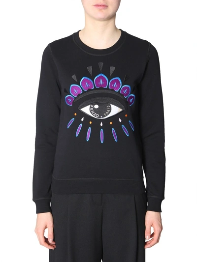 Shop Kenzo Eye Embroidered Sweater In Black