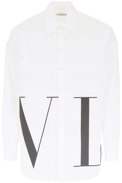 Shop Valentino Vltn Logo Shirt In Bianco Ottico|bianco